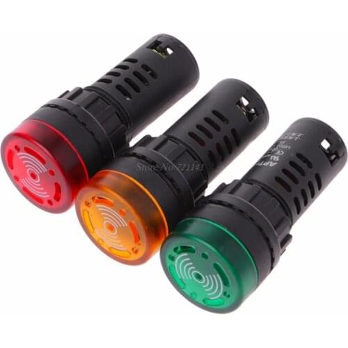 220V AD16-22SM LED Flash Alarm Indicator Signal Lamp With Buzzer Red Buzzer Lamp Whosale&Dropship