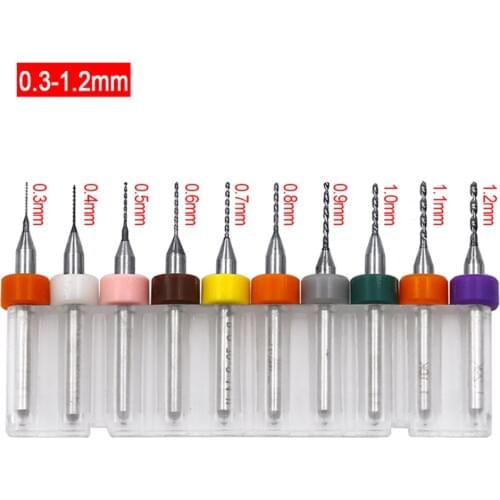 10pcs 0.1mm -1.2mm PCB mini drill Bit tungsten steel carbide for print circuit board cnc drill Bits Machine