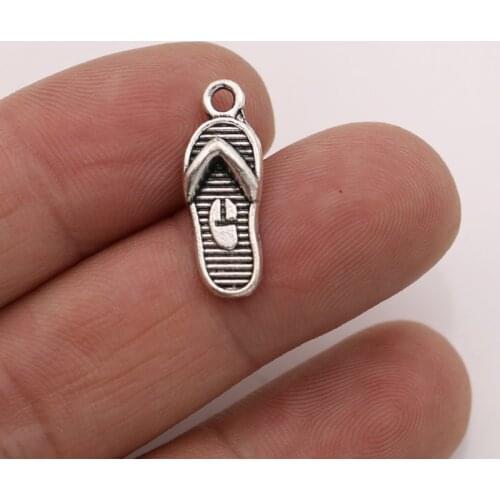 10pcs Tibetan Silver Plated Slippers Shoe Charm Pendants for Jewelry Making Bracelet Accessories DIY Handmade Craft 20x8mm