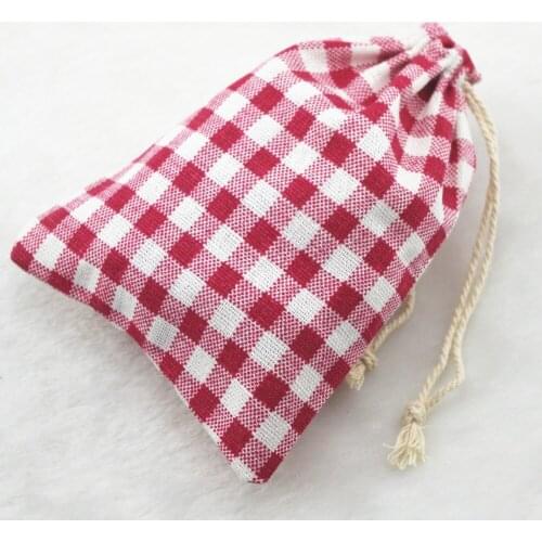 10x14cm Red Corss Vintage Cotton Burlap Jute Favour Candy Gift Bags Wedding Party Pouches