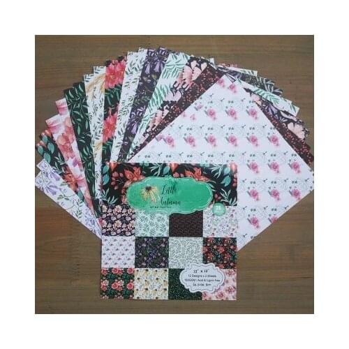 12inch24sheets Little Autumn Flower Scrapbooking Pads Paper Origami Art Background Paper DIY Card Making gift wrapping Home deco
