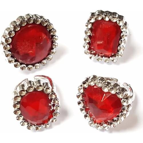 12 pcs Red Rhinestone Gem RINGS PRINCESS GIRLS birthday party favors gift bags Pinata Bag Filler Loot Gag 4 DESIGN ASSORTED