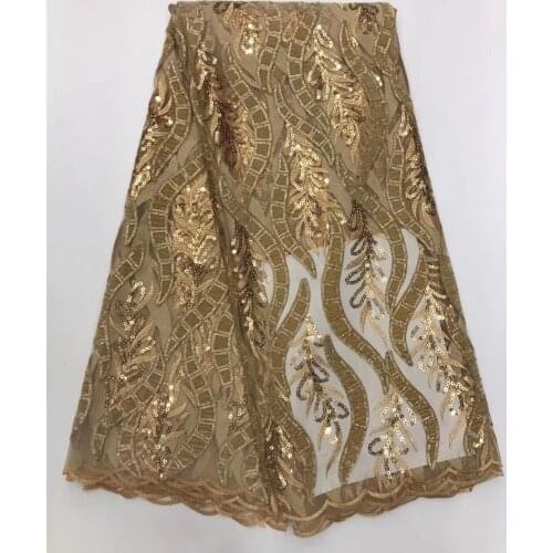 2021 High Quality Sequence French Nigerian Sequins Net African Tulle Mesh Lace Fabric For Dress 5 Yards/Lot ZJ0520
