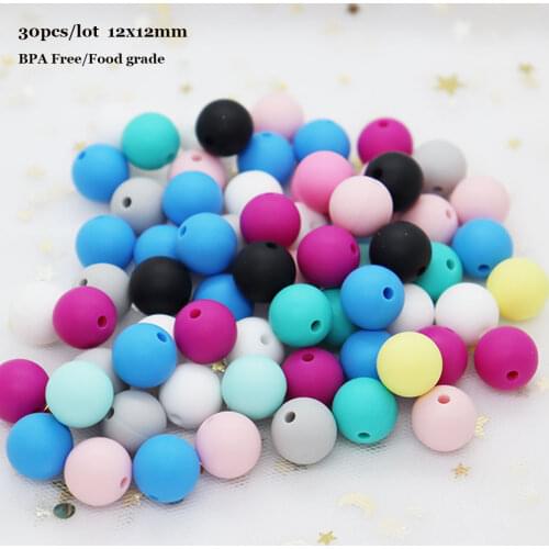 30Pcs Round Silicone Beads 12mm Perle Silicone Dentition Baby Teething Beads For Jewelry Making Siliconen Kralen Baby Products