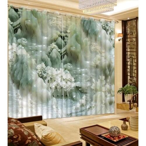 3D Curtain Decorative Door Curtain Jade Carving Landscape Painting Any Size Bedroom Living room Office Hotel Cortinas