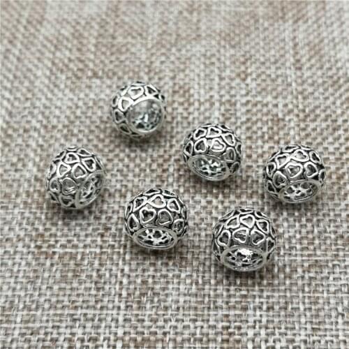5pcs of 925 Sterling Silver Love Heart Beads Large Hole Rondelle Spacer for Bracelet