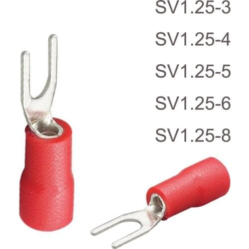 50/100pcs Electrical Furcate Lug Crimp Cable Wire Forked End Insulation Insulated Spade Terminal Block Connector