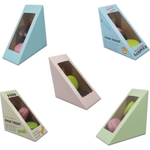 50Pcs 12x12x6.5cm Printed Blank Kraft Paper Sandwich Box Packaging With Clear Window Paperboard Multi Design Party Supply