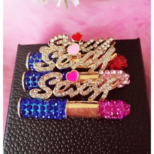 6pcs per lot 5cm*2.5cm Cell Phone Case DIY Sexy Lipsticks Charms Alloy Heart Letter Decoration