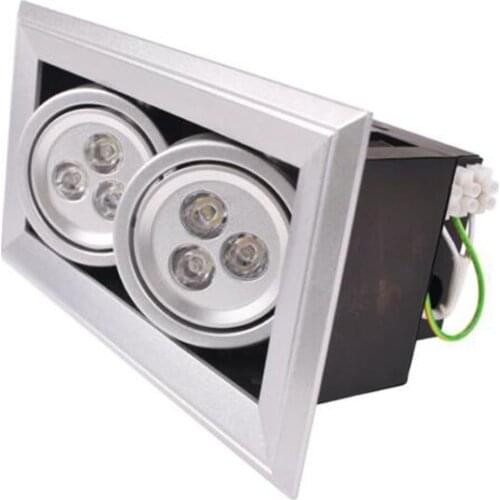 AC110V 240V 6W High Power Gallery Showroom LED Lights AR111 2*3W Light Grille Lamps 2pcs