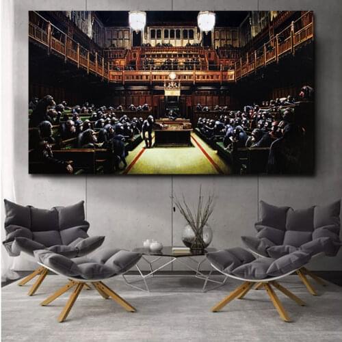 Banksy Art Prints Monkey Parliament Poster Modern Wall Art Canvas Oil Painting Posters Print Wall Pictures for Living Room Decor