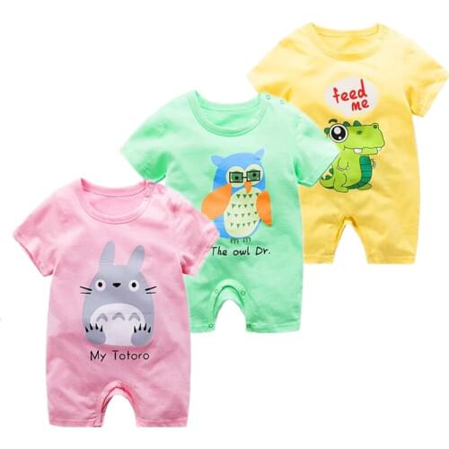100% cotton baby clothing summer baby romper for newborn infant costume , 12 colours short sleeve clothing for baby girls boys