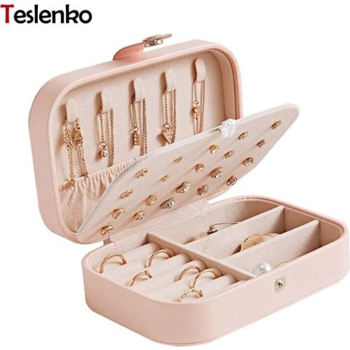 Travel Jewelry Packing Box Simple Girl Earrings Multi-function Jewelry Display Box Protable Leather Earrings Ring Birthday Gift