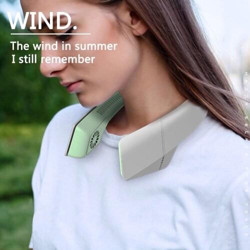 Leafless Hanging Neck Electric Fan Mini Lazy Hanging Neck Fan Mute Outdoor Sports USB Small Fan