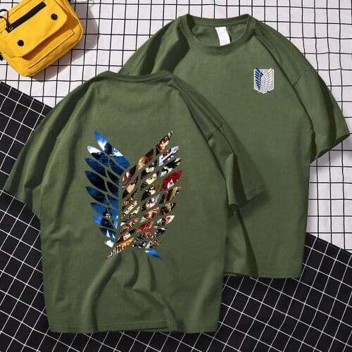 Attack On Titan Anime Print Oversized T Shirt Men Ukiyoe Fox Casual Crewneck Vintage Tshirts Harajuku Short Sleeve Mens T-shirt