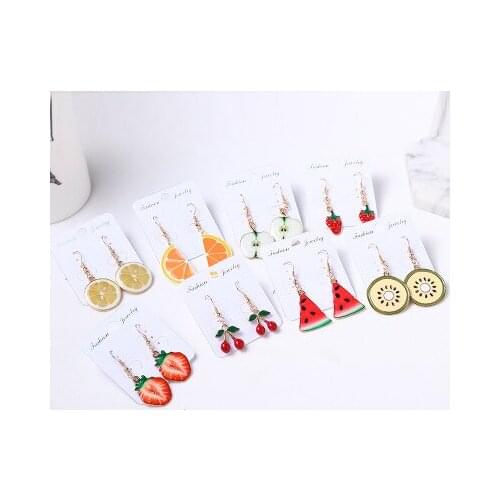 Korea Creative Fruit Earrings Apple Watermelon Strawberry Lemon Cute Small Fresh Earrings Personality Womens Earrings