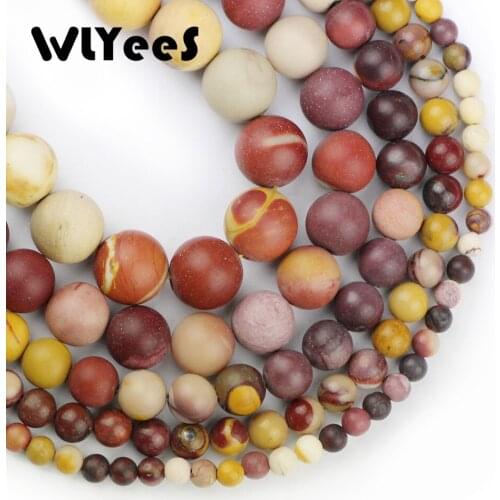 WLYeeS Matte Egg yolk Stone Natural Stone unsmooth Round Loose beads ball 4/6/8/10/12MM Jewelry bracelets making accessories DIY