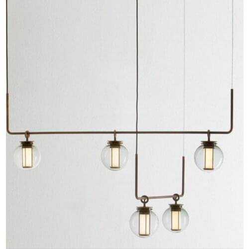 Milan Designer Ming Retro Loft Iron Glass Led G9 Pendant Light For Living Room Dining Room Hall Deco 1/2/3 Heads 1877