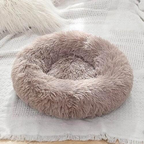Soft Big Pet Kennel Round Plush Cat Bed House Soft Long Plush Pet Dog Bed Nest Winter Warm Sleeping Cat Pet Bed Mat Cat House
