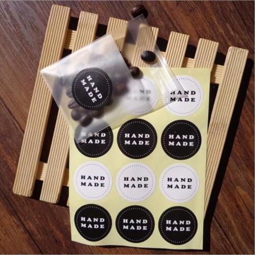 120pcs/10 Sheets Black And White Round Hand Made Sealing Stickers Baking Packaging Stickers Children Stationery Stickers