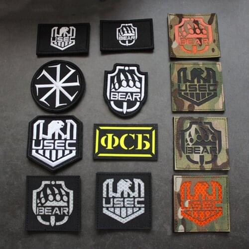 Escape From Tarkov Embroidery Patch BEAR USEC Team Nylon IR Reflective Letter Badge Night Recognition Cloth Sticker For Bag Hat