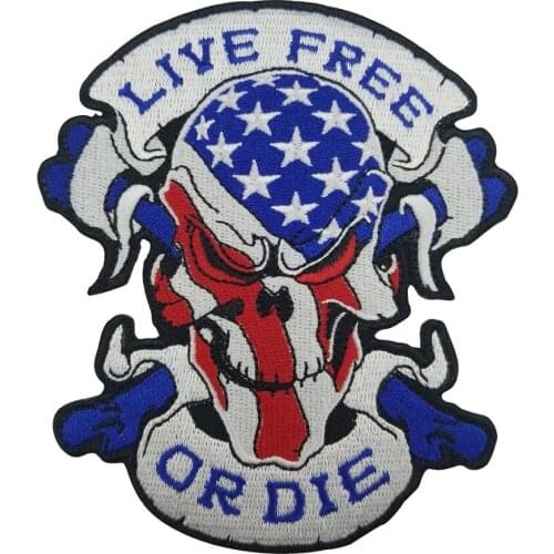 Live Free or Die Patch Biker Motorcycle Rider Badge Jacket Free Rider Patches Iron On MC Club Vest Emblem for Clothing