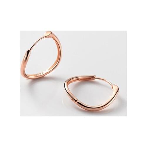 Authentic Real. 925 Sterling Silver jewelry Ear Twist Wave Open Circle Line piercing Hoop huggie earrings C-G8819