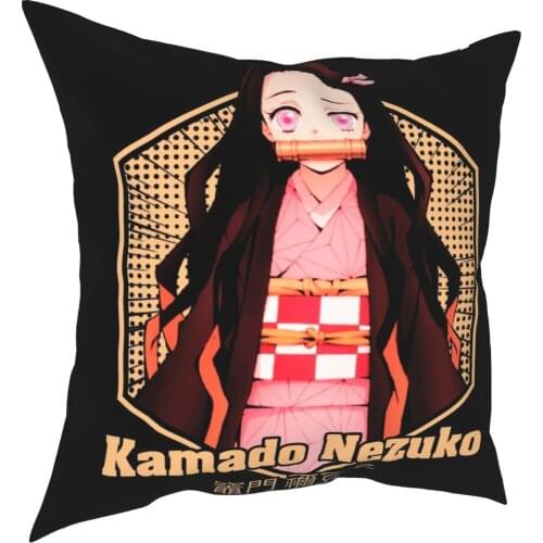 Nezuko Kamado Demon Slayer Pillowcase Soft Fabric Cushion Cover Gift Kimetsu No Yaiba Pillow Case Cover Home Square 45X45cm