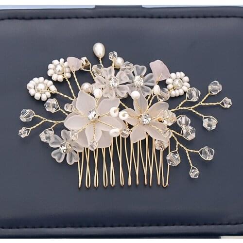 New Fashion Pearl Crystal Bridal Hair Comb Clip Pin For Women Jewelry Barrette Wedding Flower Headdress Girls Hair Accessories