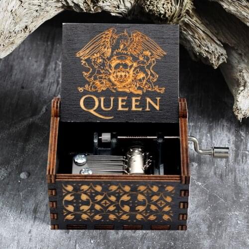 New Black Queen music box Bohemian Rhapsody theme song wood handle BEAUTY BEAST can't falling in love Christmas gift