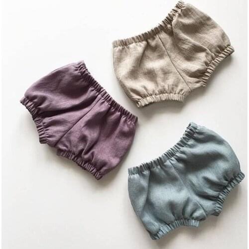 New Childrens Cotton And Linen Shorts Summer Solid Color Boys And Girls Casual Cool Short WT203