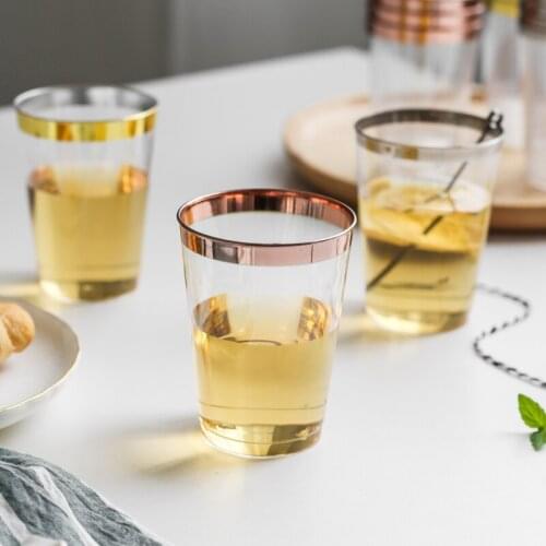 6OZ 200ml Disposable Plastic Cup Hot Drinking Champagne Wedding Party Birthday Party Favor Sliver Golden 20pcs/lot DEC540