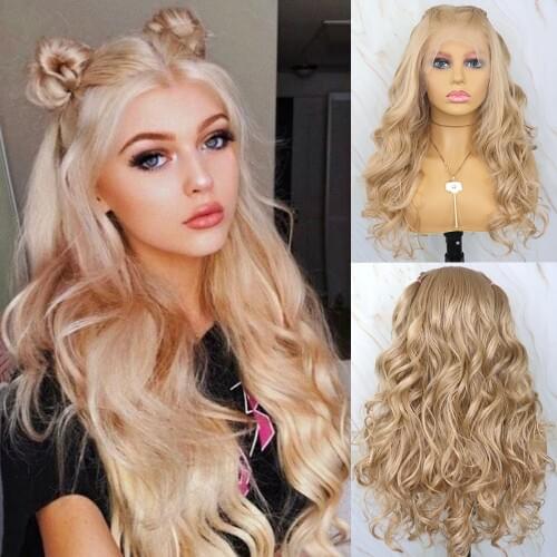 Beautiful Diary Blonde Wavy Wigs 13x6 Futura Hair Synthetic Lace Front Wig Heat Resistant Synthetic Hair Wig For Black Women