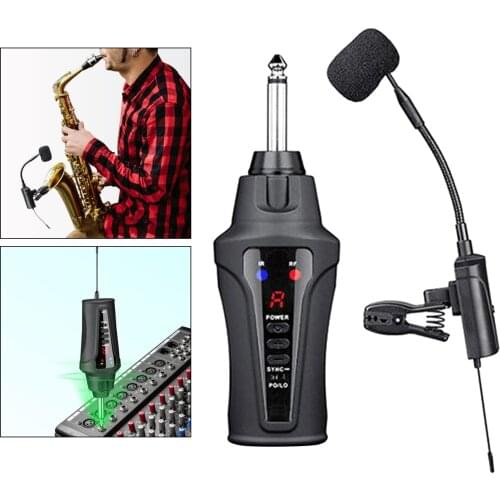 Professional Wireless Sax Microphone System Saxophone Mic Instrument Stage