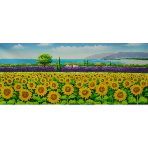 Hand Painted Canvas Painting Beautiful Wall Painting Flower Sunflower Farm Landscape Wall Art Picture for Living Room
