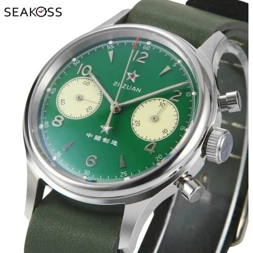 Seakoss Luxury Mens 1963 Pilot Mechanical Watch Sapphire Glass Panda Eye Official Waterproof Clock Business Leather Male Watch