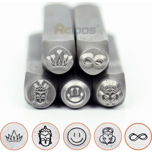 Crown/Buddha/Smile Face/Infinity Design stamp,DIY Bracelet/jewelry symbols steel stamp,6MM
