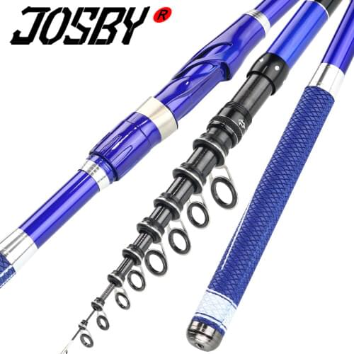 JOSBY Telescopic Fishing Rod Spinning rock rod Carbon Fishing Pole Stick Super Hard travel sea boat 2.7M 3.6M 4.5M 5.4M 6.3M