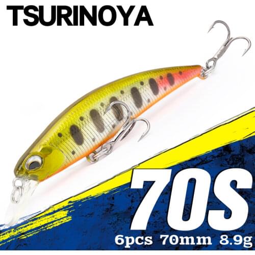 TSURINOYA 70S 6PCS DW75 Sinking Minnow 70mm 8.9g Hard Fishing Lure Jerkbait Wobbler Bait Set Crankbait Bass Trout Lure Swimbait