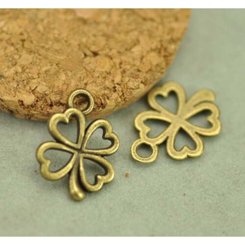 Vintage diy accessories handmade materials four leaf clover lucky grass 12x17mm 30 pcs
