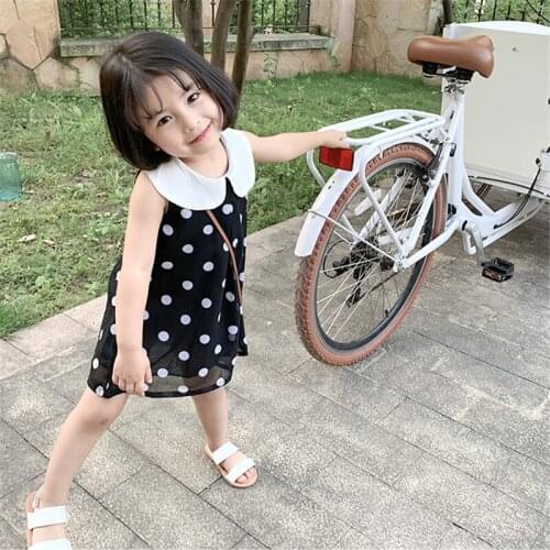 Girls skirt wave Dot Baby collar dress vest dress summer new childrens wear