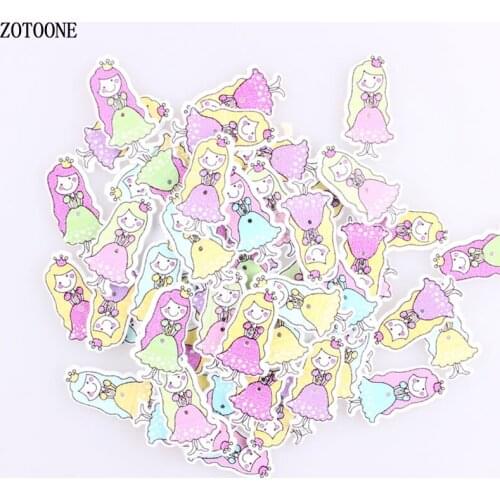 ZOTOONE 100pcs Mix Color Beautiful Princess Wooden Buttons for Sewing DIY Scrapbook 2 Holes Buttons Fit Sewing for Crafts Kids E