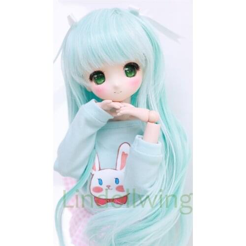 1/3 BJD Wig Pullip Dal DD SD Dollfie Doll Wig 8-9 inch Long Wig Blue Mix White