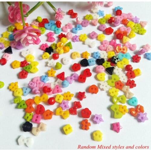 200pcs/lot small 6mm Mix Color 2 hole Flower Mini buttons Sewing Scrapbooking for craft Fashion Decorative accessories