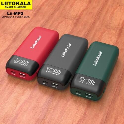 2021 LiitoKala Lii-MP2 18650 21700 Charger&Power Bank QC3.0 Input/Output Digital Display Dual battery backup power supply