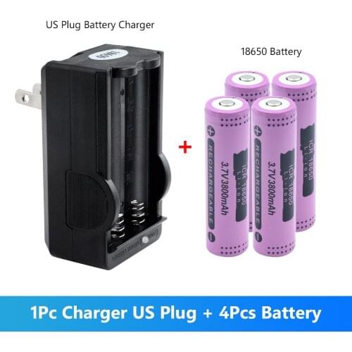 2020 New 4Pcs 18650 3.7 V 3800 MAH 18650 Lithium Li-ion Rechargeable Battery For Flashlight Torch Camera With USB US EU Charger