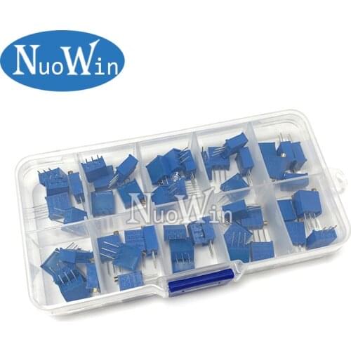 50Pcs/Lot 3296W Multiturn Trimmer Potentiometer Kit High Precision 3296 Variable Resistor 500R 1K 2K 5K 10K 20K 50K 100K 200K 1M