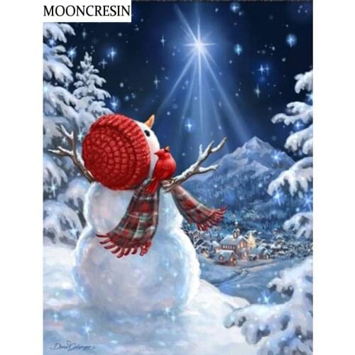 5D Diy Diamond Painting Full Square Crystal Needlework Diamond Embroidery Cross Stitch Snowman Wall Sticker Decoration Maison