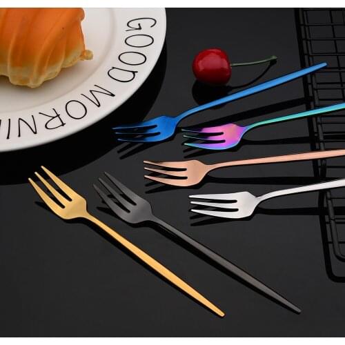 6/12Pcs Gold Fork Set Tea Cake Snack Fork Dinnerware Cutlery Mirror Stainless Steel Tableware Dessert Fruit Fork Flatware Set