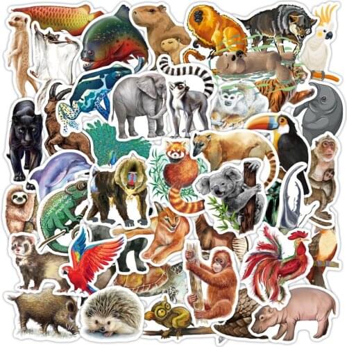 80 Pcs Cute Rainforest Animals Zoo Lion Stickers on Car Laptop Cup Bicycle Skateboard Scrapbook Anime Sticker Decals Kids Toy